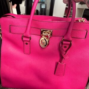 Michael Kors Fuchsia Satchel with Gold Accents